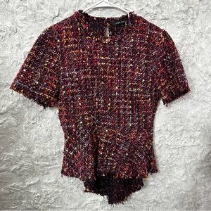ZARA Multicolor Tweed Short Sleeve Top